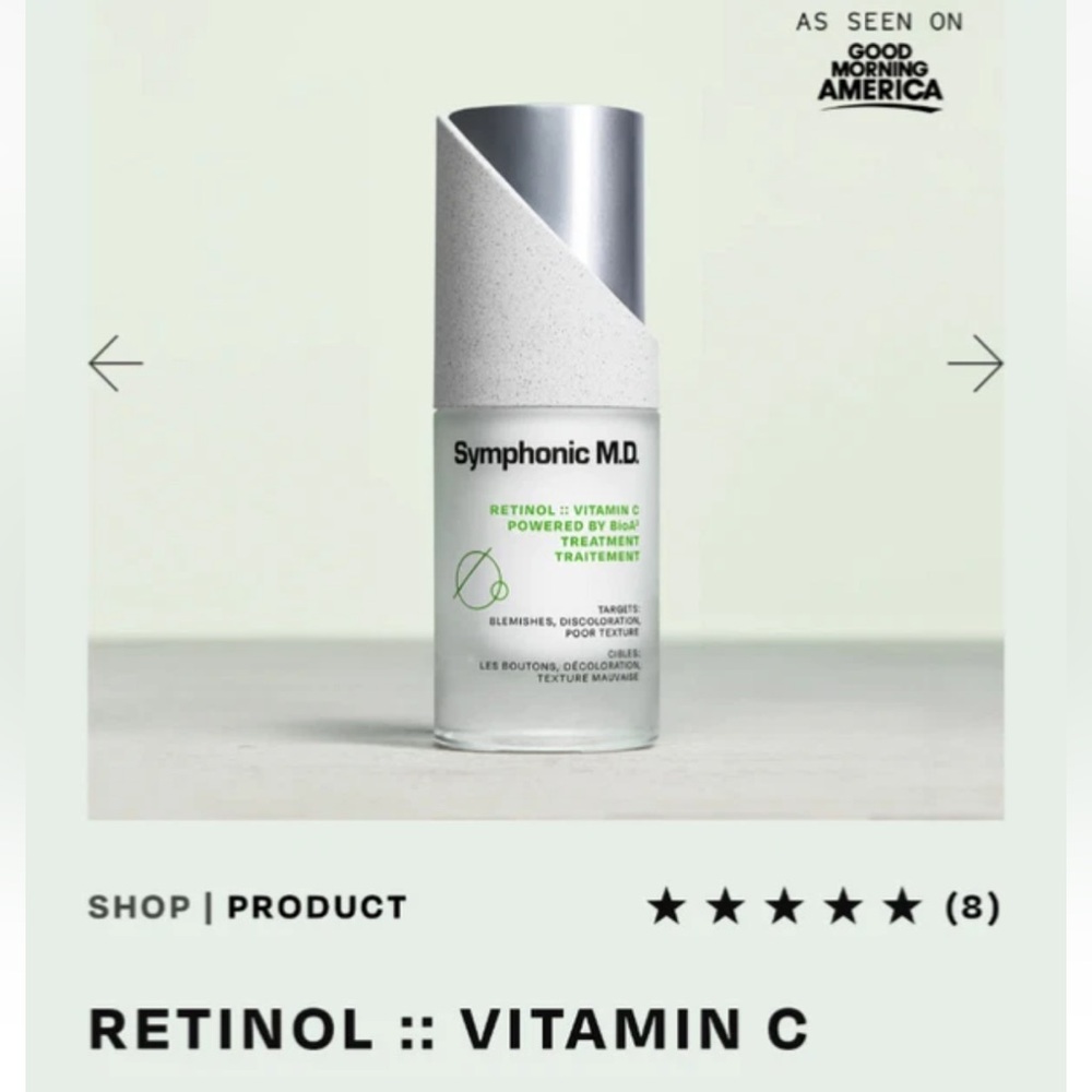 Symphonic MD Retinol Vitamin C 1.0floz Powered by BioA Treatment NEW IN BOX